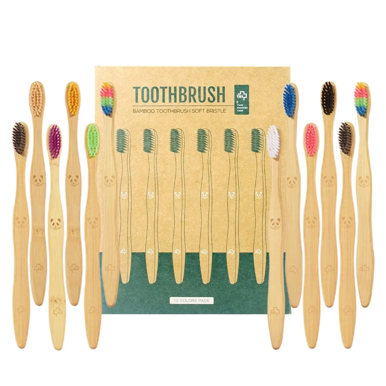 12 Pcs Charcoal Bamboo Toothbrushes Soft  Eco-Friendly