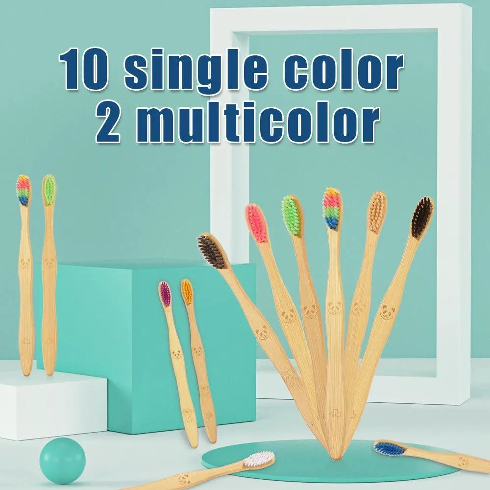 12 Pcs Charcoal Bamboo Toothbrushes Soft  Eco-Friendly