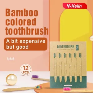 12 Pcs Charcoal Bamboo Toothbrushes Soft  Eco-Friendly