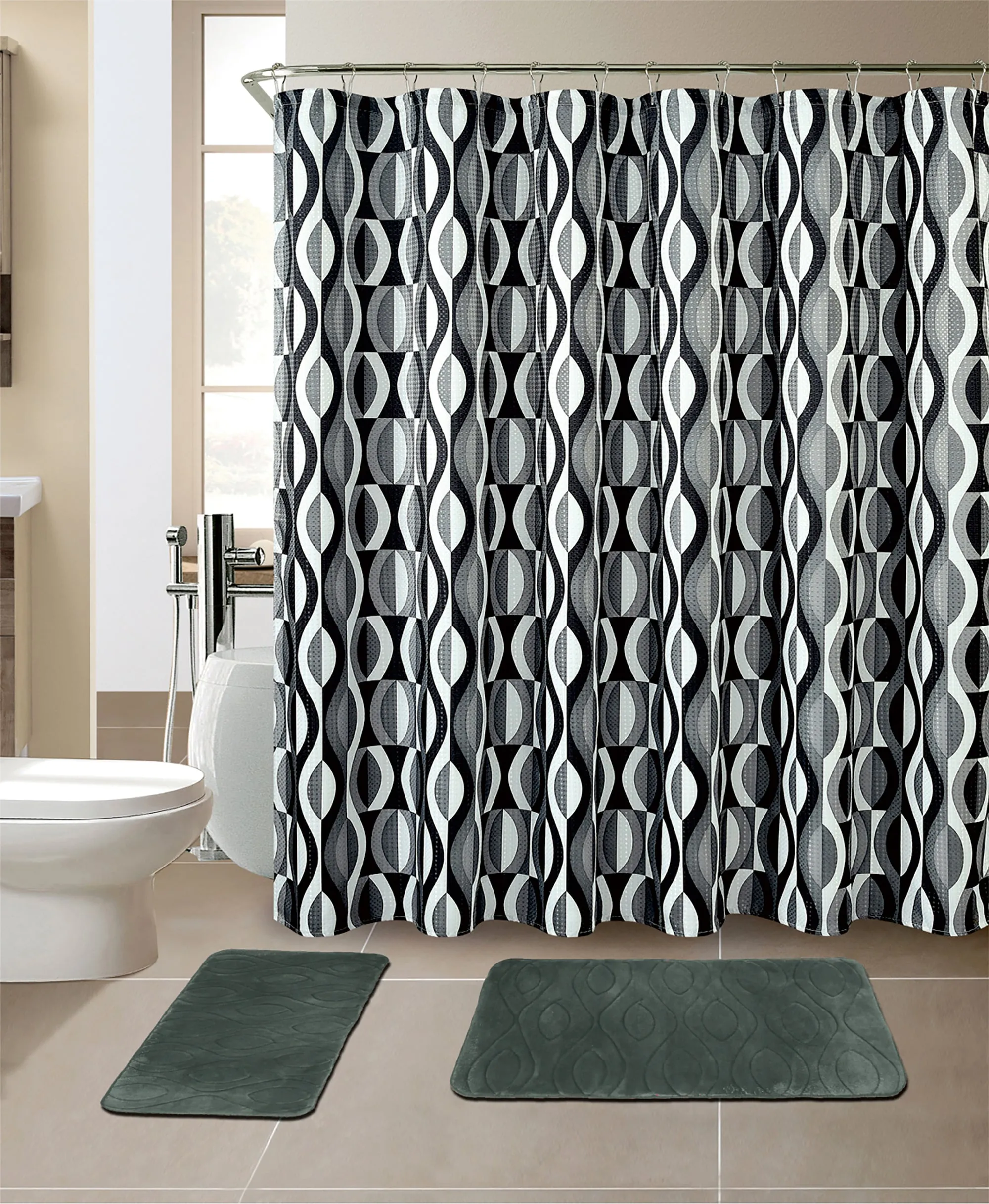 15-Piece Bathroom Sets With Matching Shower Curtain