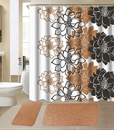 15-Piece Bathroom Sets With Matching Shower Curtain