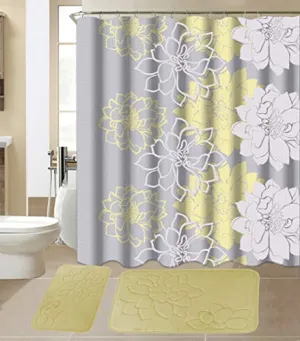 15-Piece Bathroom Sets With Matching Shower Curtain