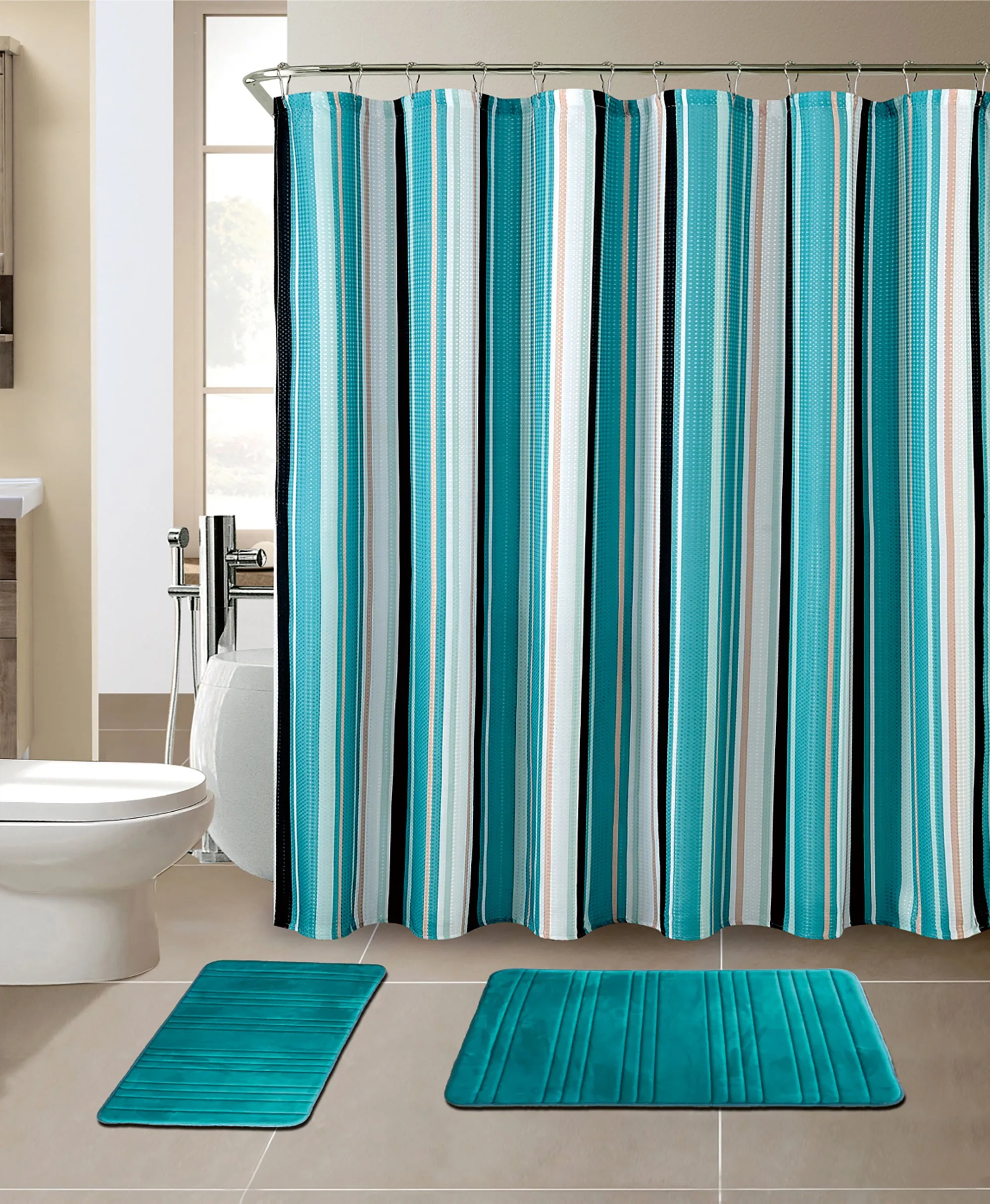 15-Piece Bathroom Sets With Matching Shower Curtain