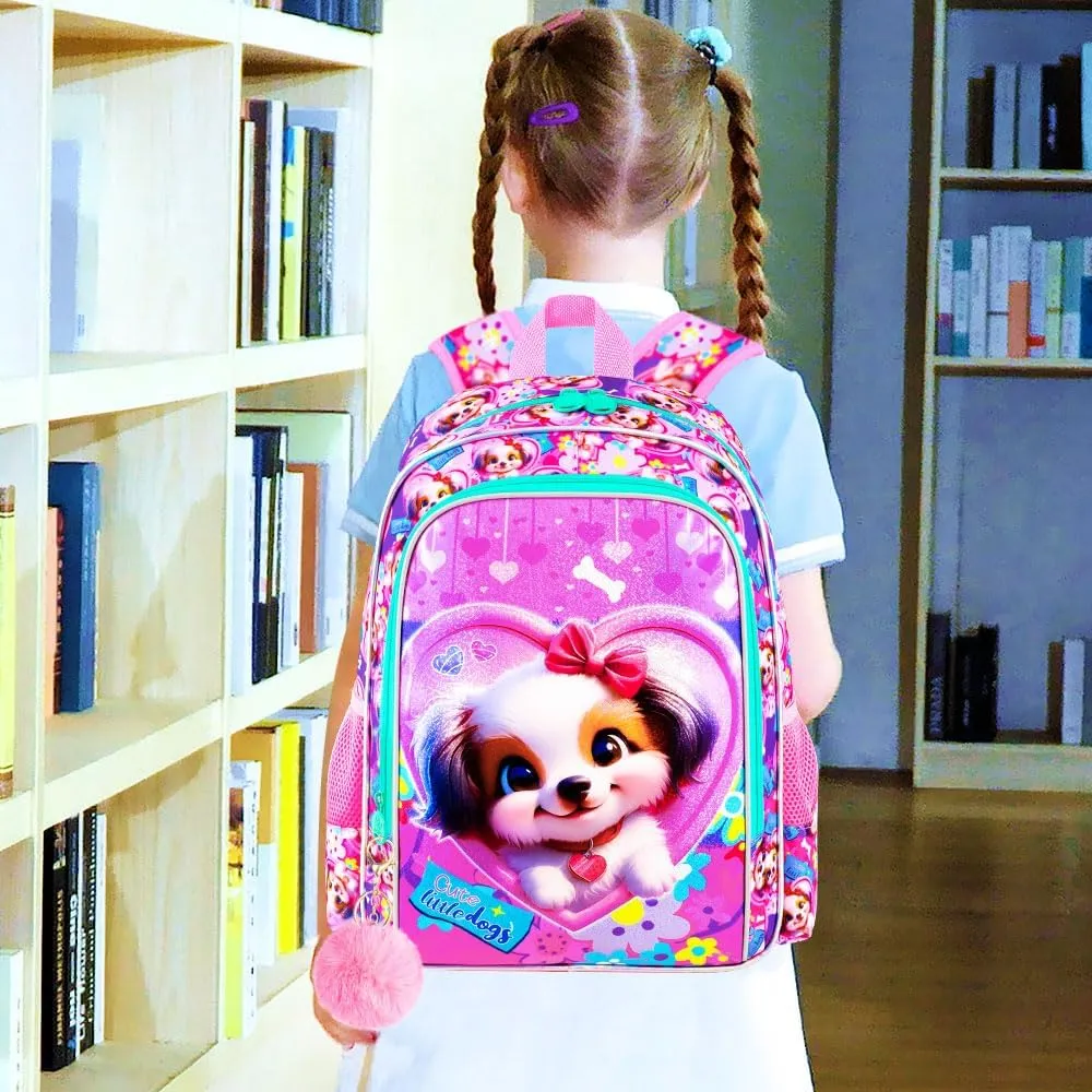 16" Girls Backpack, 3Pcs Kids Bookbag with Lunch Box, School Backpacks for Elementary Preschool Kindergarten