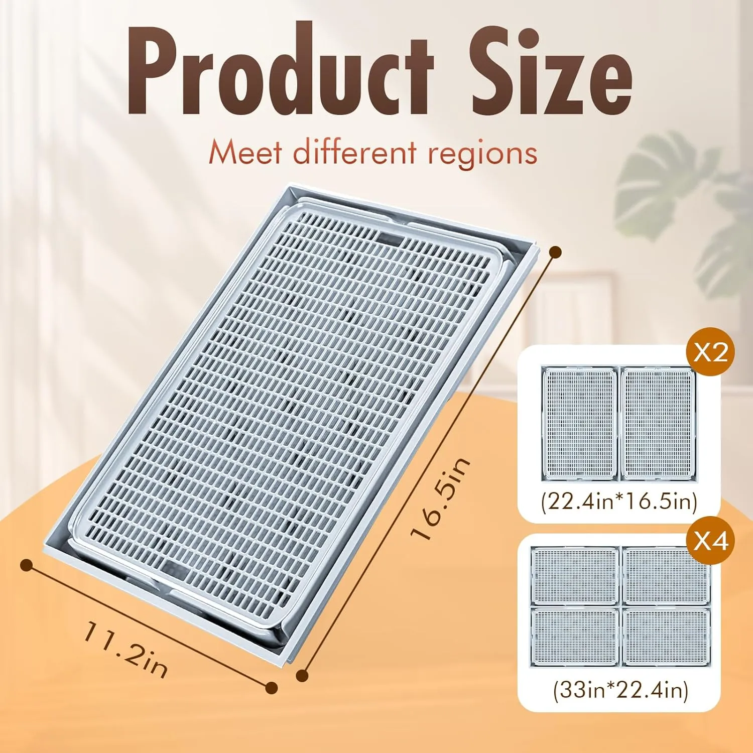 2-Pack Expandable Interlocking Cat Litter Mat 16.5"x11.2" Durable Plastic Litter Mats Double-Layer Mesh Traps Waterproof Litter Box Mat - Grey