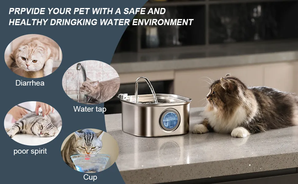 3.2L Automatic Electric Stainless Steel Pet Water Fountain