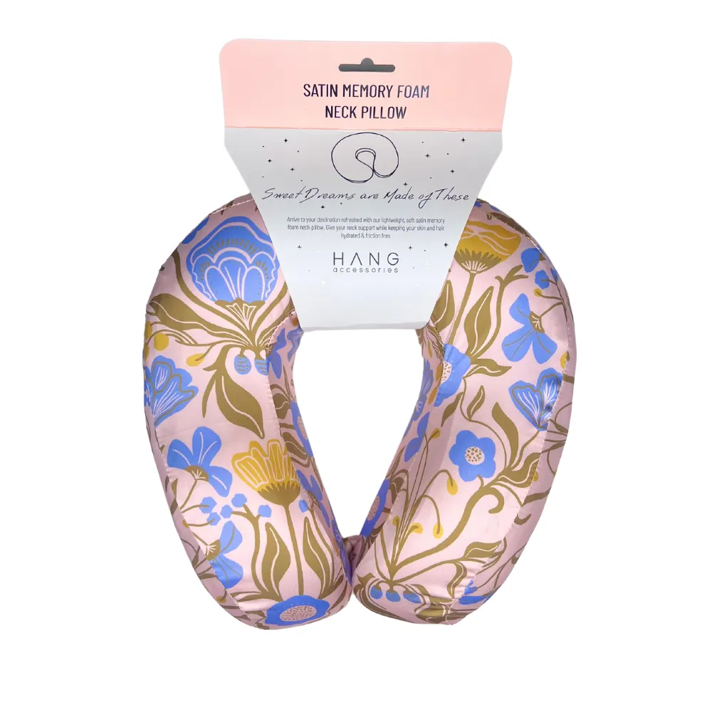 Amalfi Lemon Satin Memory Foam Neck Pillow