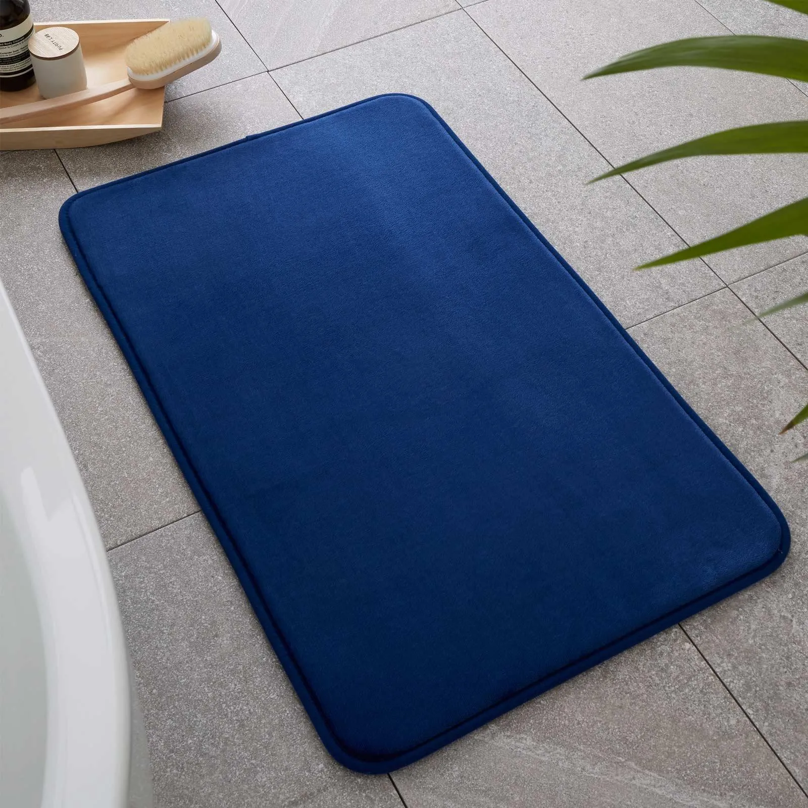 Anti-Bacterial Memory Foam Bath Mat Navy