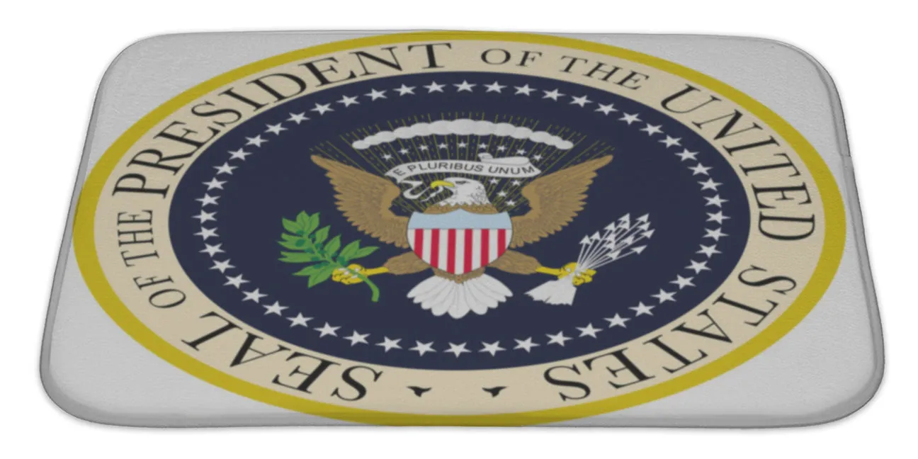 Bath Rug Mat No Slip Microfiber Memory Foam, Blue President Seal, 34x21