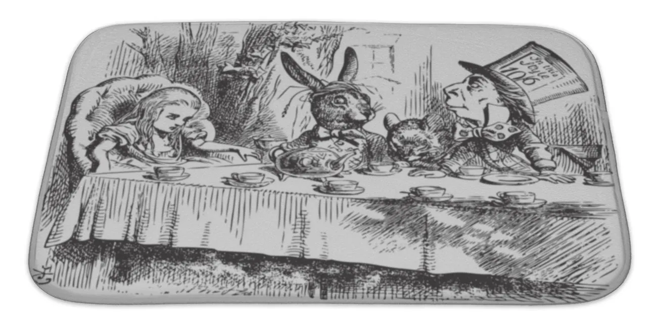 Bath Rug Mat No Slip Microfiber Memory Foam, Fantasy Art Mad Hatters Teparty Alice Wonderland Original, 34x21