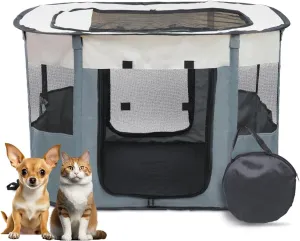 Bdor Dog Playpen, Portable Pet Playpen Tent Cage Kennel with Zipper Top Cover, Cat Kitten Puppy Rabbits Enclosure Crate for Indoor Outdoor Camping Travel, M