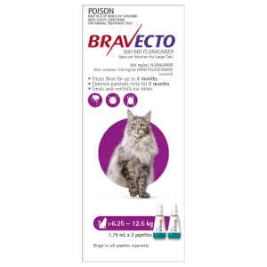 Bravecto Purple Flea & Tick Spot-On Treatment 6.25-12.5kg Cat