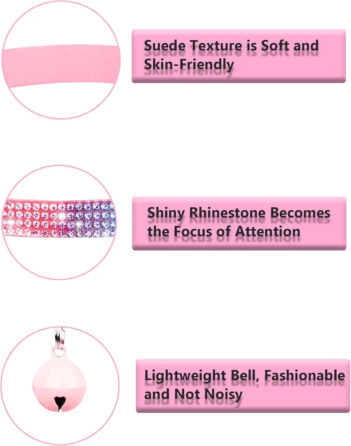 Cat Collars for Girl Cats with Rhinestone Soft Velvet,Breakaway Cat Collars with Bell,Adjustable Safe Kitten Collar (Multicolour Purple)