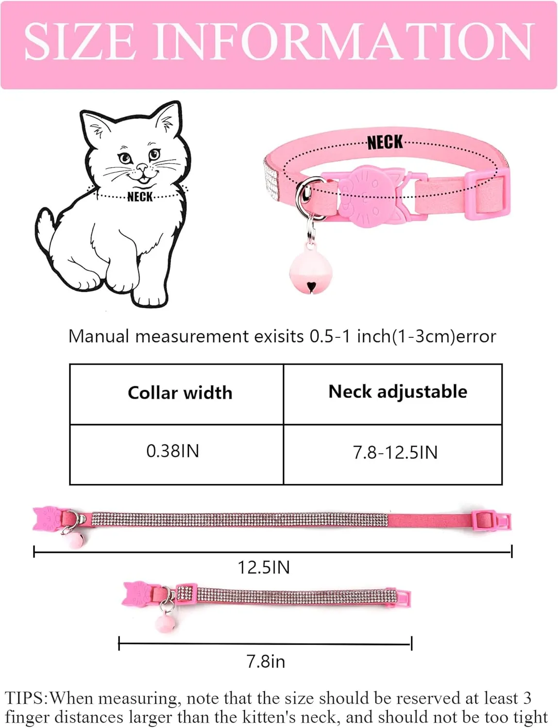 Cat Collars for Girl Cats with Rhinestone Soft Velvet,Breakaway Cat Collars with Bell,Adjustable Safe Kitten Collar (Multicolour Purple)