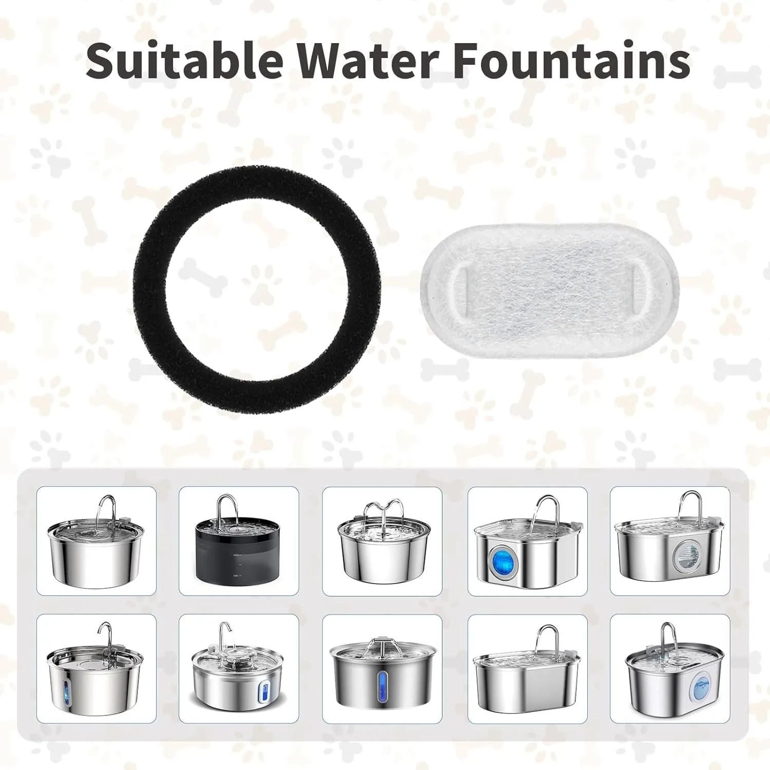 Cat Fountain Replacement Filter for 3.2L Stainless Steel Cat Water Fountain (8 8)