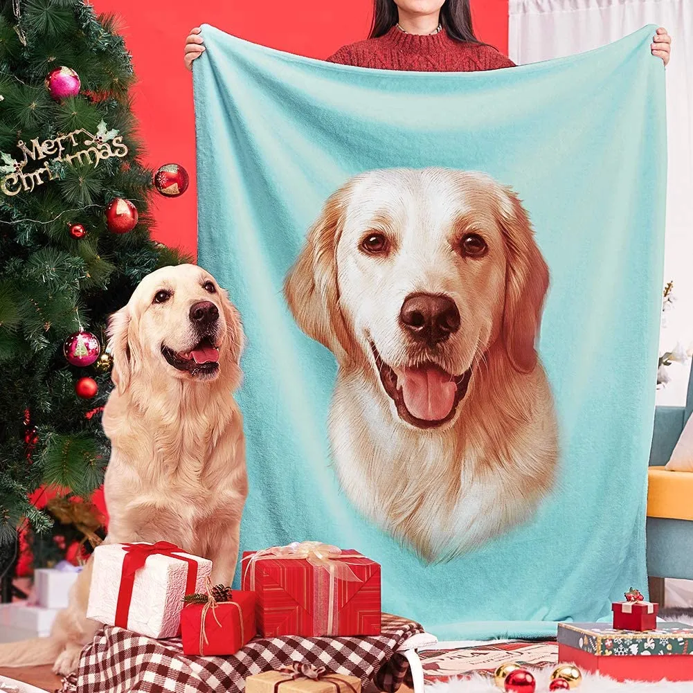Custom Photo Blankets Personalized Photo Blankets Painted Art Portrait Fleece Blanket Best Gift 2021 Portrait Blanket