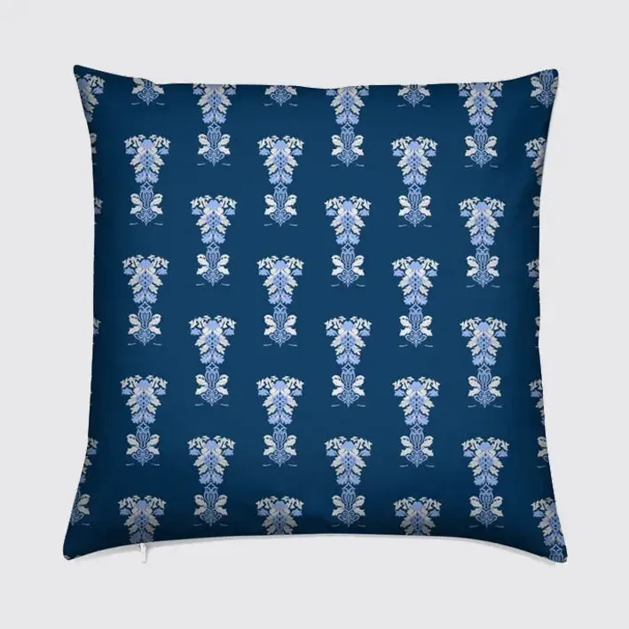 Damask Pattern on Teal Velvet Cushion