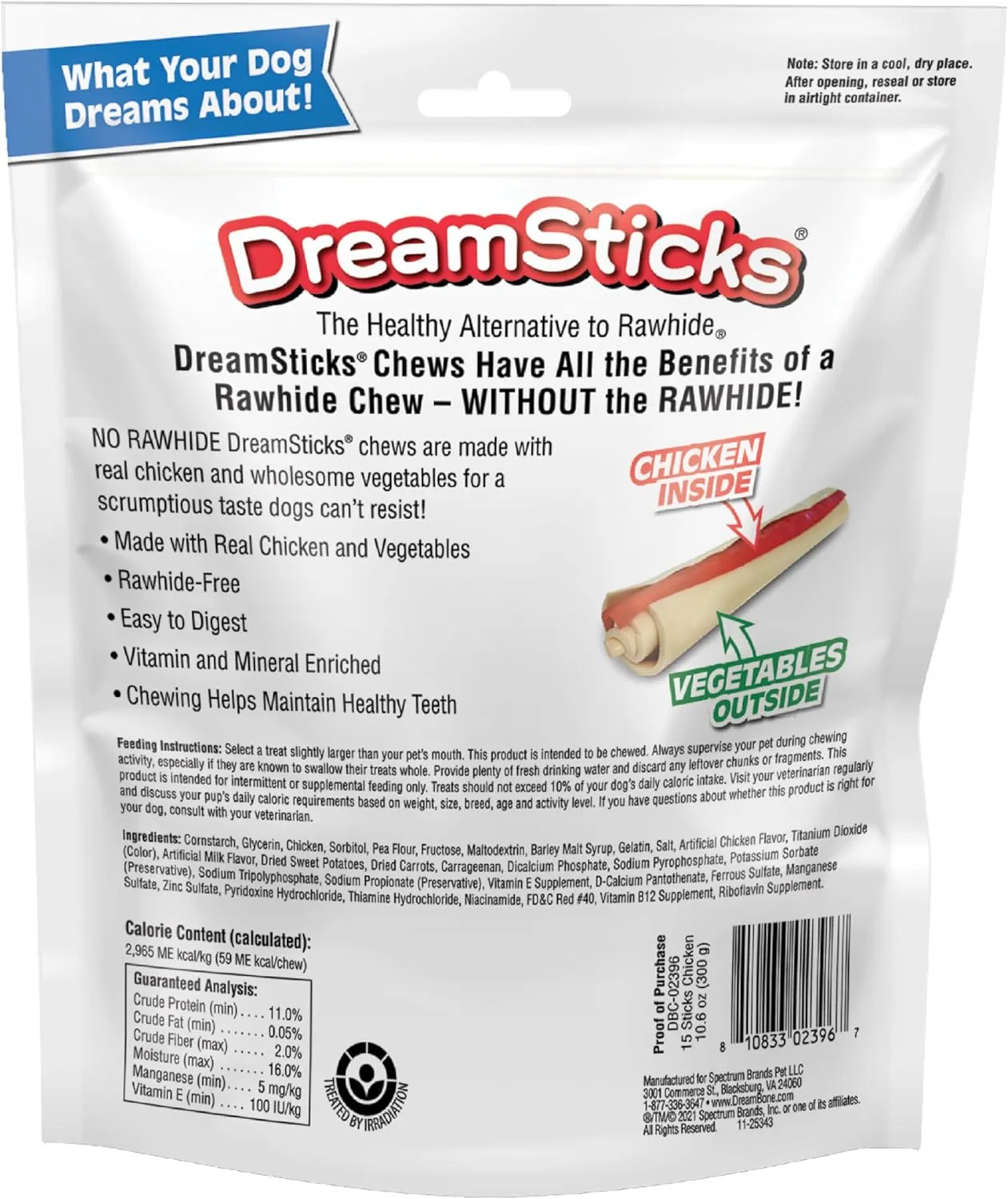 DreamBone DreamSticks With Real Chicken Chews For Dogs, 15 Count, These Easy-to-Digest Rawhide-Free Chews are a Dogs Favorite Distraction