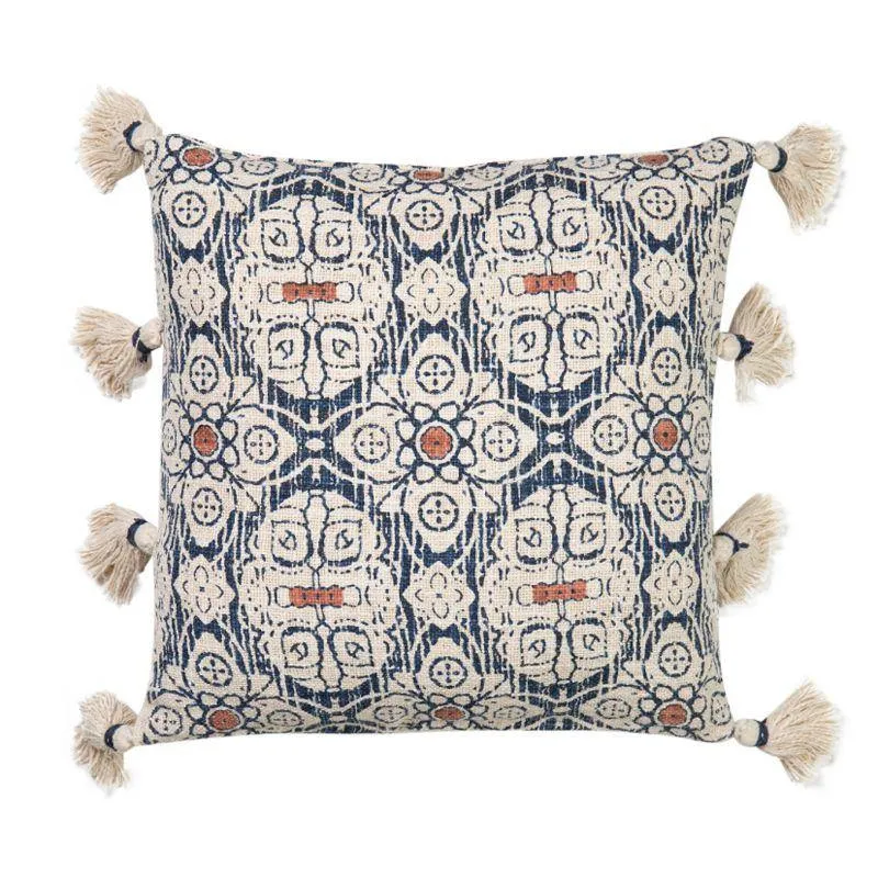 Hand Woven Royal Cotton Slub Printed Cushion - 45cm x 45cm