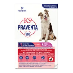 K9 Praventa 360 Flea & Tick Treatment - Large Dogs 11 kg to 25 kg - 6 Tubes