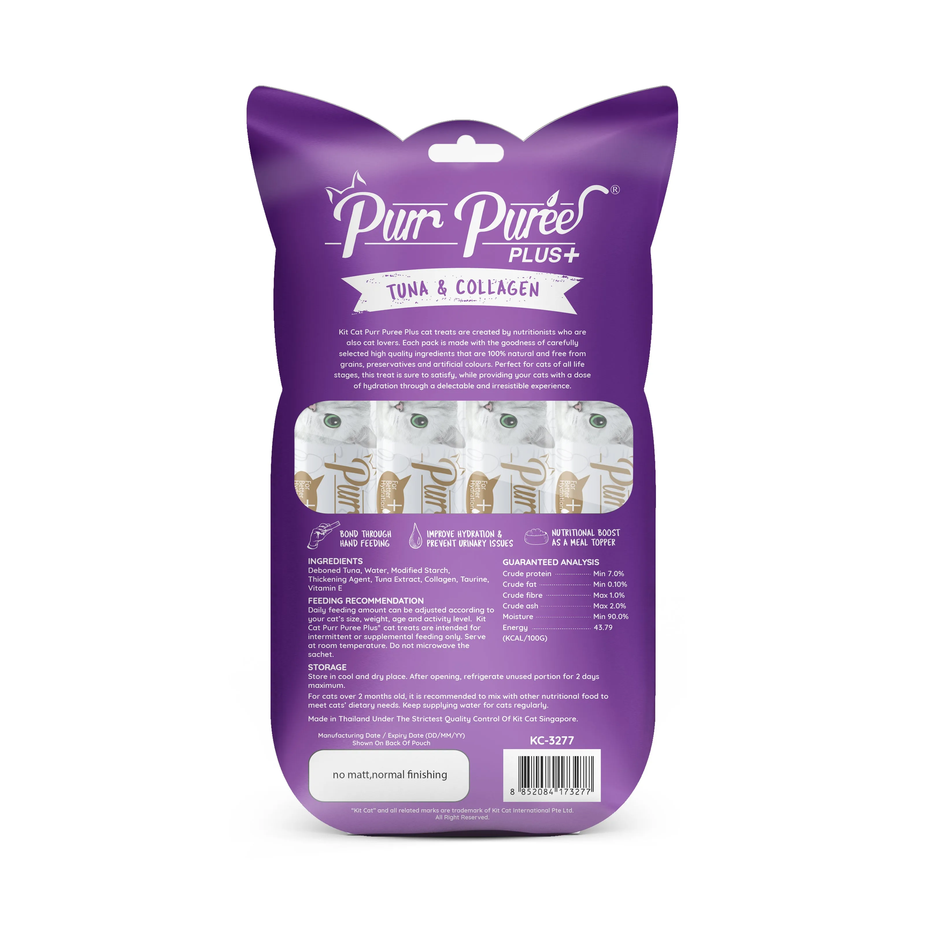 Kit Cat Purr Puree Plus  Liquid Cat Treats - Tuna Collagen Care (4x15g)