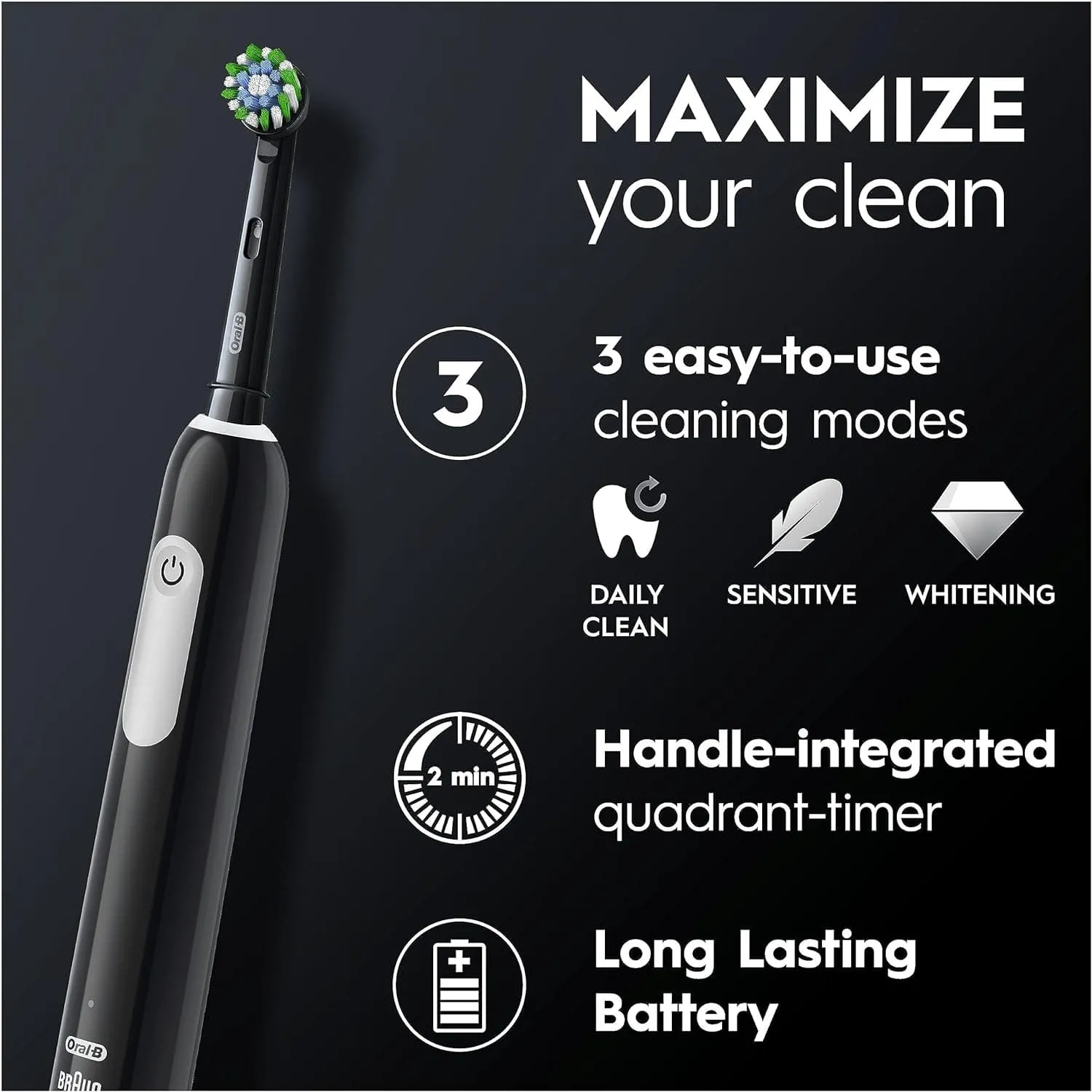 Oral-B Pro 1 X2 Electric Toothbrushes – 3D Cleaning, Gum Pressure Control, Pink & Black, UK 2-Pin Plug – Perfect Gift for Her/Him