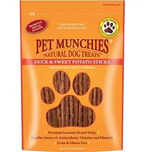 Pet Munchies Premium Natural Duck & Sweet Potato Dental Sticks for Dogs Super Value Multi-Pack 8 x 90g