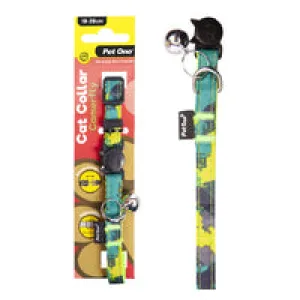 PET ONE CAT COLLAR NYLON 18-28CM 10MM CAMERFLY GREEN