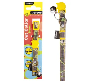 PET ONE CAT COLLAR NYLON 18-28CM 10MM NEON YELLOW