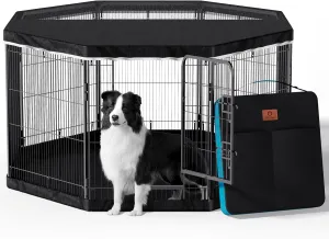 PJYuCien Dog Playpen Plus Storage Bag for Camping, 38" H Dog Pen with Extra Hard Bottom and TopHeavy Duty Puppy Playpen for Puppies/Small/Medium Dogs, 8 Panels