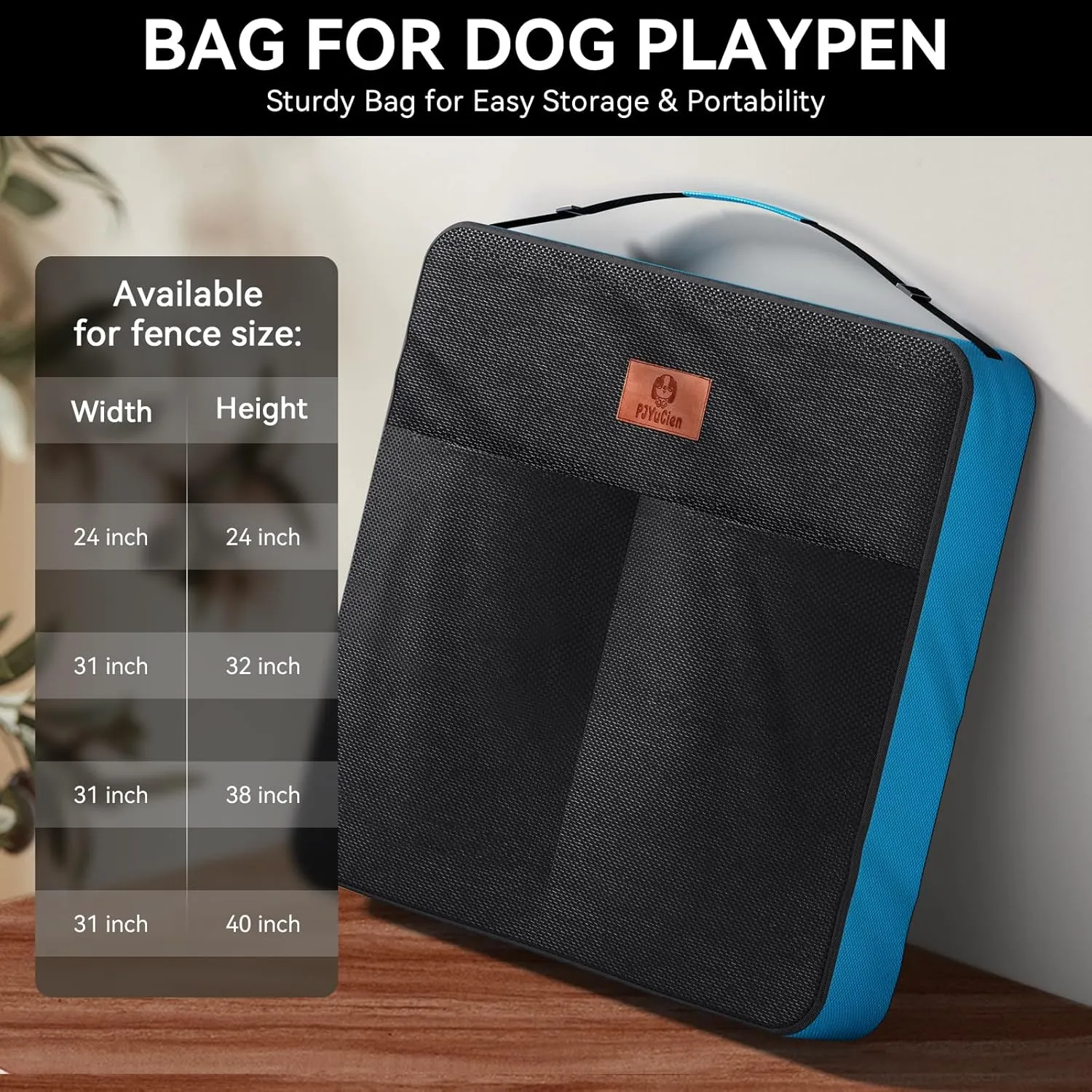 PJYuCien Dog Playpen Plus Storage Bag for Camping, 38" H Dog Pen with Extra Hard Bottom and TopHeavy Duty Puppy Playpen for Puppies/Small/Medium Dogs, 8 Panels