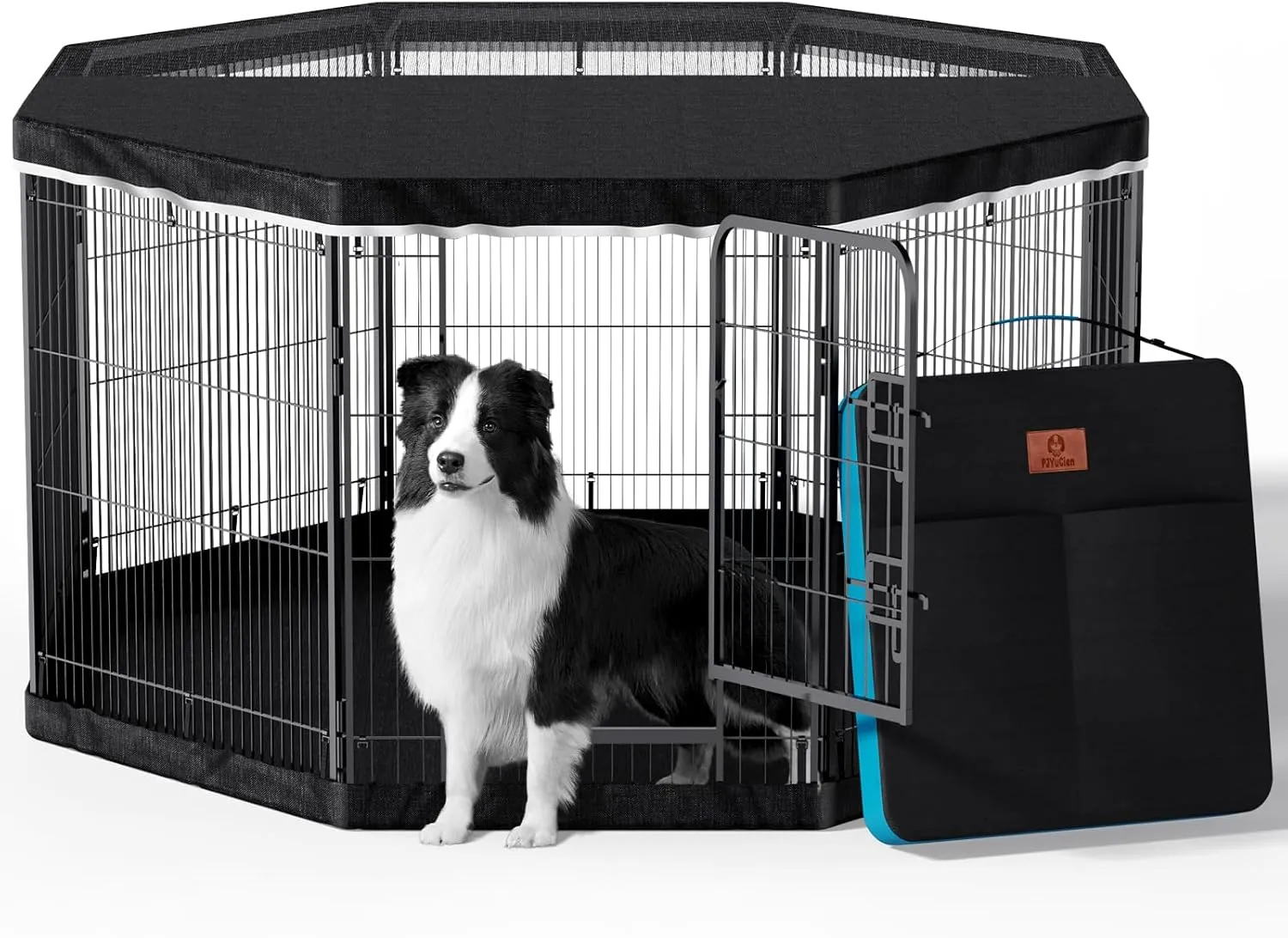 PJYuCien Dog Playpen Plus Storage Bag for Camping, 38" H Dog Pen with Extra Hard Bottom and TopHeavy Duty Puppy Playpen for Puppies/Small/Medium Dogs, 8 Panels