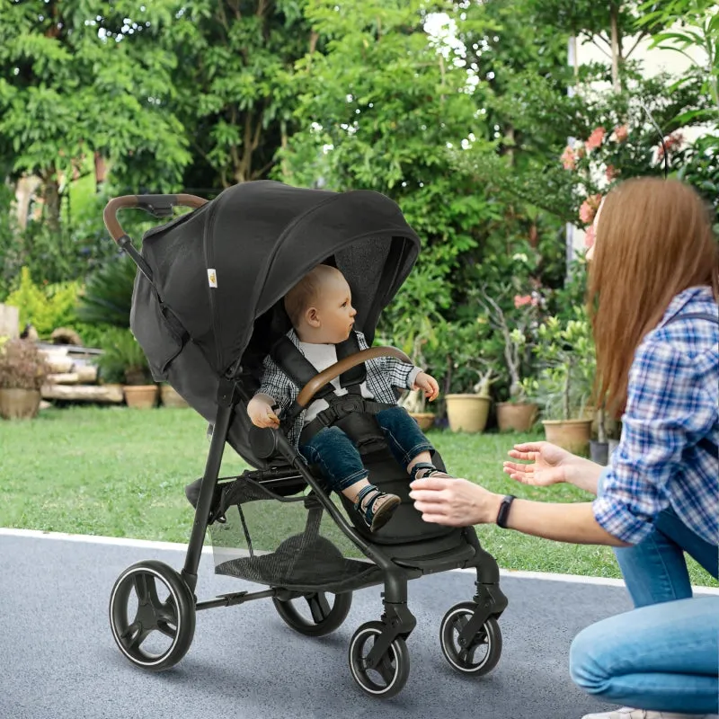 Qaba 1-Click-Foldable Toddler & Baby Stroller, Lightweight Stroller, Black
