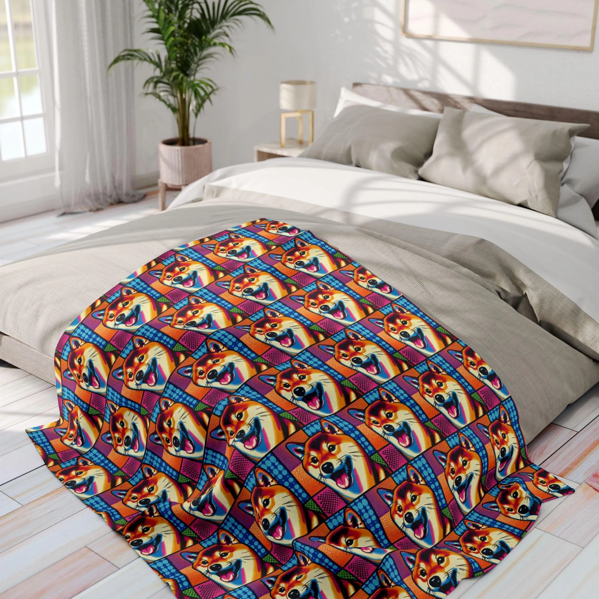 Shiba Dog Fleece Blanket