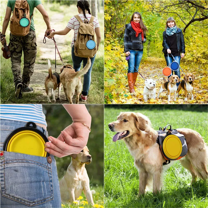 Silicone Collapsible Travel Portable Dog Food Water Bowl