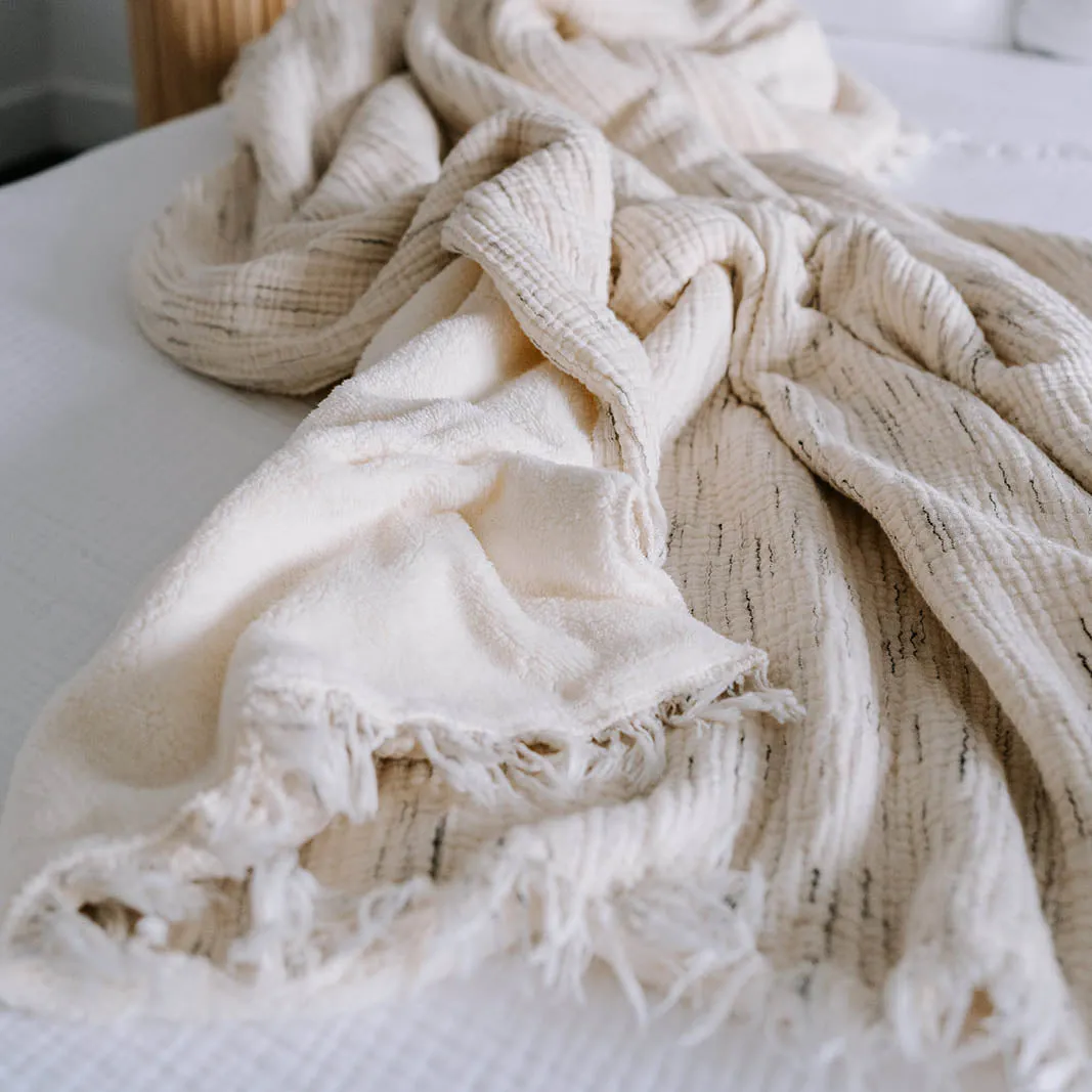 Sketched Crinkle Fleece Lined Throw