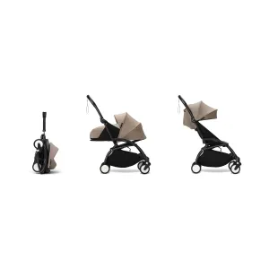 Stokke YOYO³ 0  6  Complete Baby Stroller Set - Black Frame with Taupe 0  Newborn Pack & 6  Color Pack