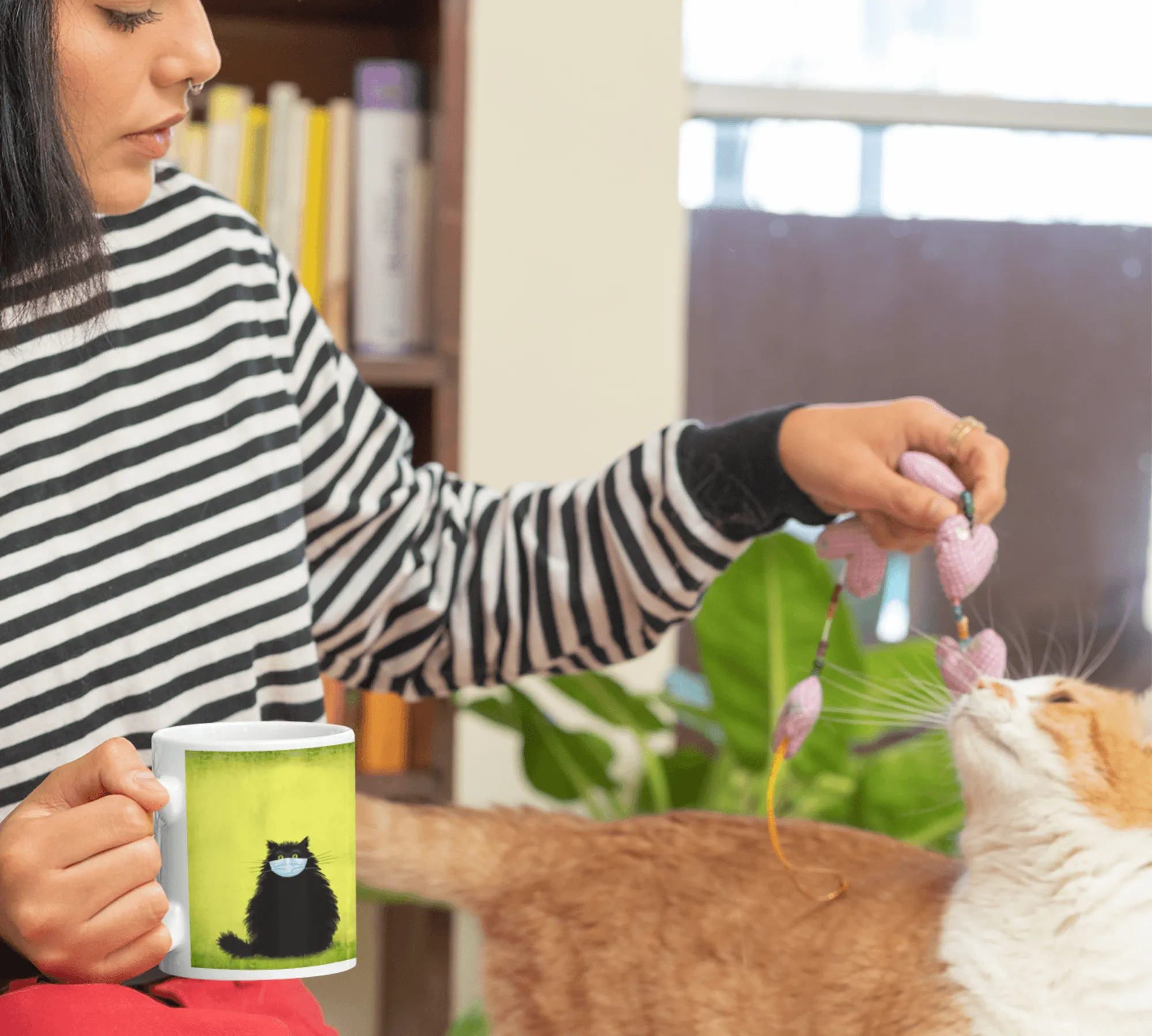 The Masketeer Collection Cat Mug Cushion and Card Mask Gift Set