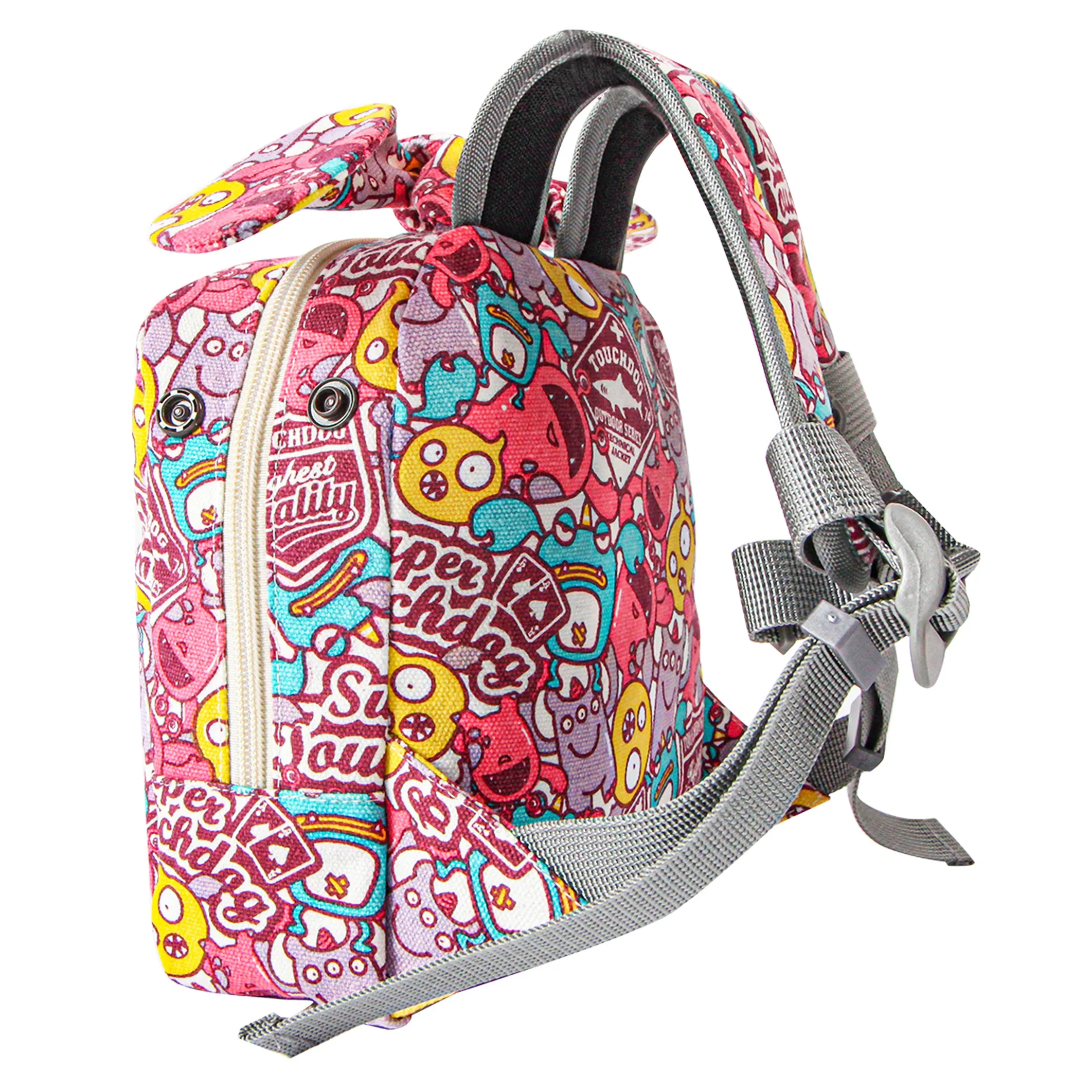 Touchdog ®  Designer Patterned Large Pocketed Zippered Duffle Dog Backpack and Harness