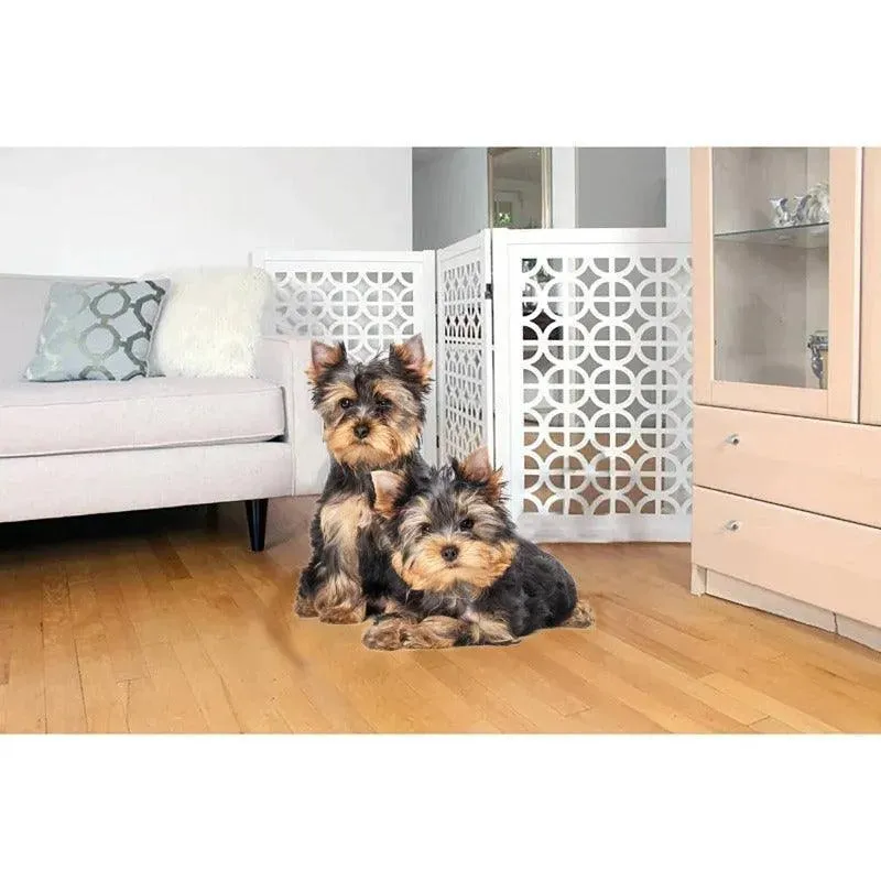 Wooden Portable Safety Pet Fence Gate Partition For Kids & Dogs (White)
