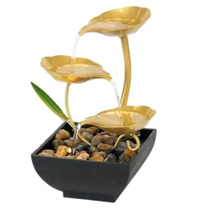 ZOMBIO Tabletop Metal Water Fountain Home Decor Ornaments with Waterfall Desktop Leaf Fountains Deep Basin Natural River Rocks Indoor Zen Relaxation for Decor Office Living Room Bedroom (New)